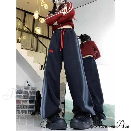 Retro Fleece Joggers Cold Weather Trousers pants-241228