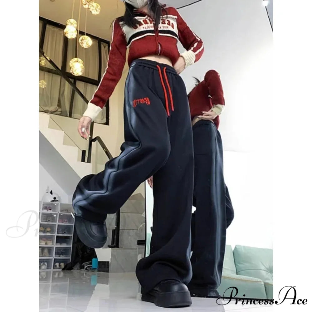 Retro Fleece Joggers Cold Weather Trousers pants-241228