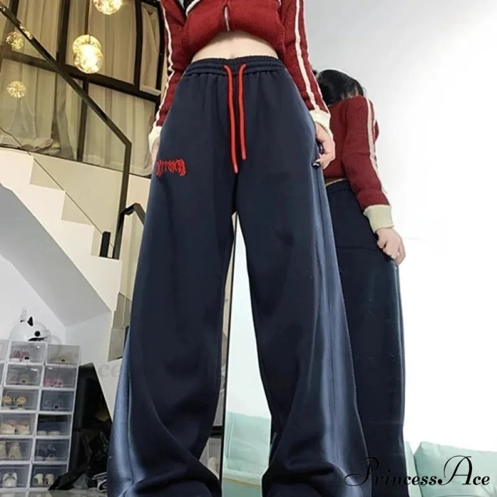 Retro Fleece Joggers Cold Weather Trousers pants-241228