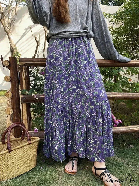 Retro Flowered Skirt for Ladies 2025 Summer Elevated Waist Y2K skirt-250126