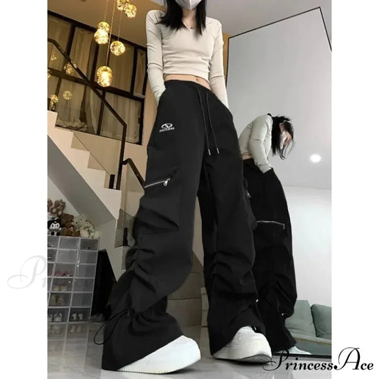 Retro Folded Cargo Trousers Black / M pants-241228