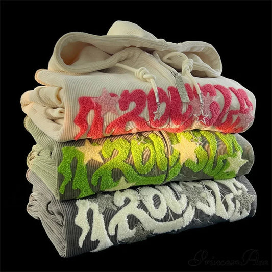 Retro Goth Corduroy Zip Up Hooded Jacket hoodies-241228