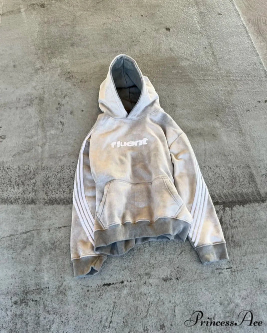 Retro Line Graphic Pullover Hoodie white / M hoodies-241228