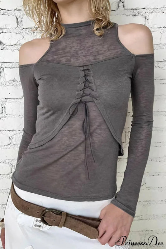 Retro Streetwear Off-Shoulder Turtleneck Long-Sleeve Knit Top