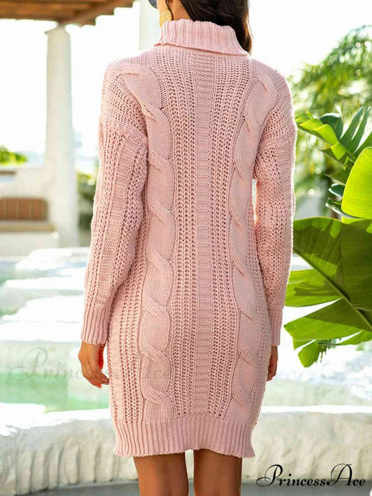 Ribbed Turtleneck Sweater Dress