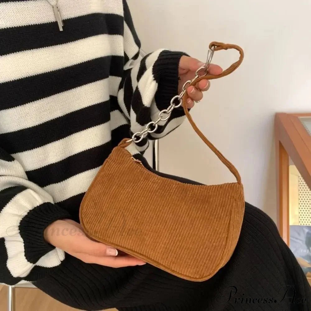 Ribbed Zipper Armpit Shoulder Purse shoulder-250126