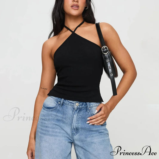 Ribbon Lace Trim Enchanting Crop Top Black / S croptop-250223