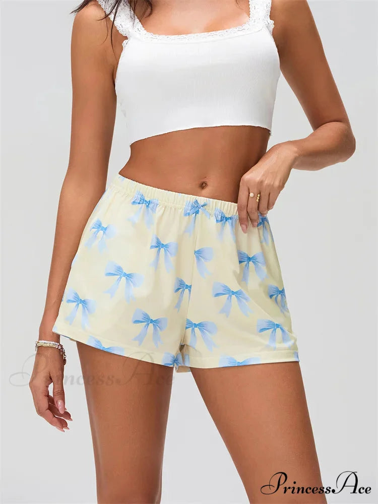 Ribbon Pattern Stretchy Sleep Short short-250223