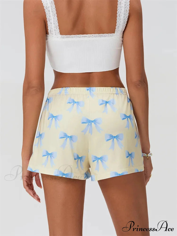 Ribbon Pattern Stretchy Sleep Short short-250223