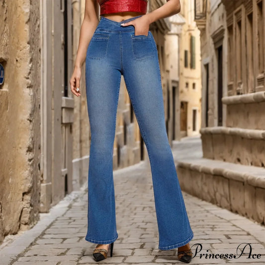 Ripped Distressed Y2K Streetwear Jeans Blue / XS