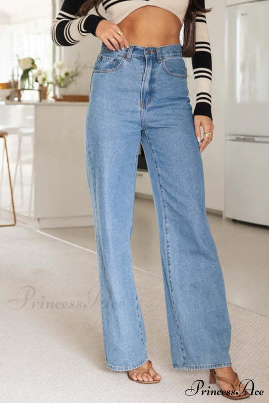 Rise High Wide-leg Jeans Blue / S