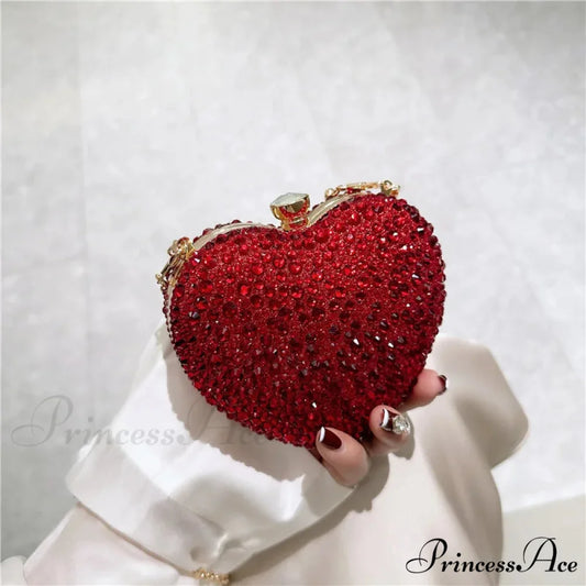 Romantic Shape Crystal Rhinestone Evening Clutch Purse Gold clutchbag-250126
