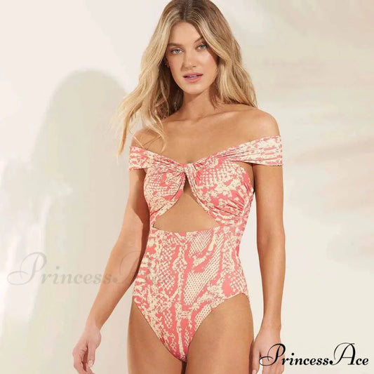 Rose Dual-Sided Silhouette Off-The-Shoulder One Piece Pink / S onepiece-250223