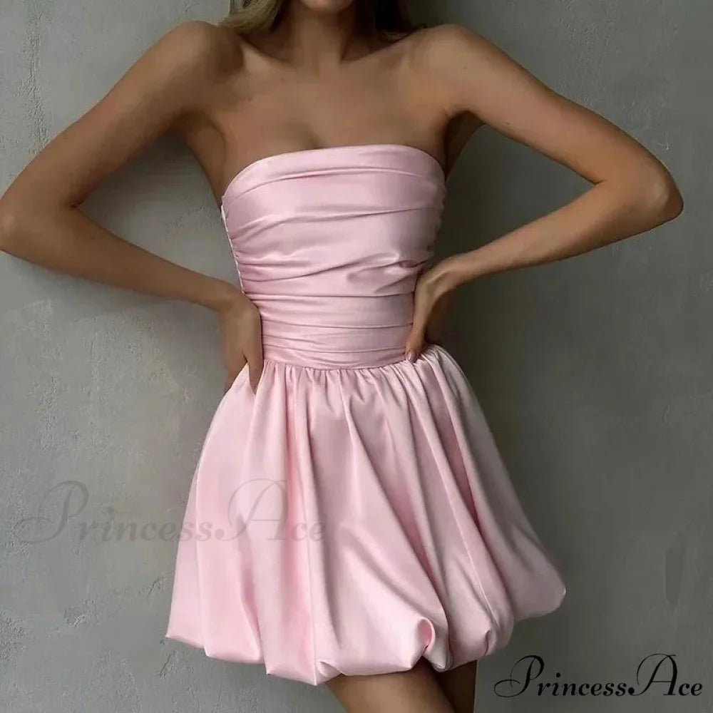 Rose Ruffled Single-Shoulder Short Dress minidress-250223