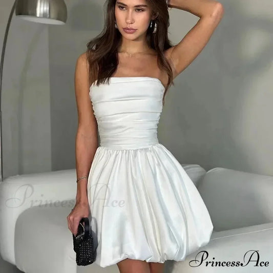 Rose Ruffled Single-Shoulder Short Dress White / S minidress-250223