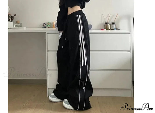 Rough Striped Sweatpants Harajuku Trousers Black / M pants-241228