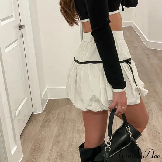 Round High Waist Balloon Skirt skirts-250223