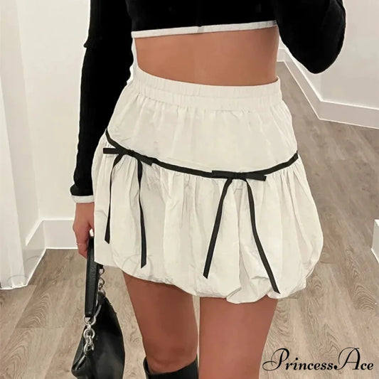 Round High Waist Balloon Skirt WHITE / S skirts-250223