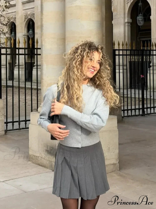 Round-neck Baggy Button-up Cardigan cardigans-241228