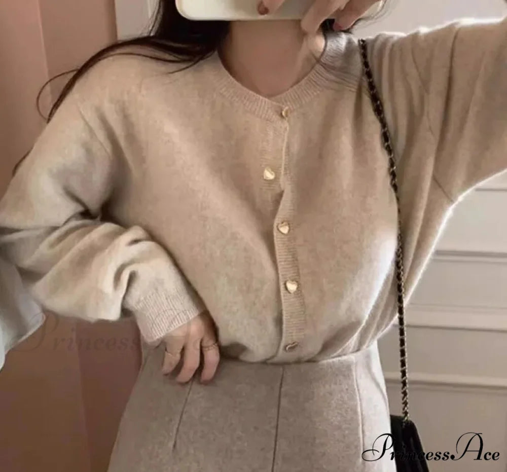 Round-neck Extended Sleeve Informal Cardigan cardigans-241228