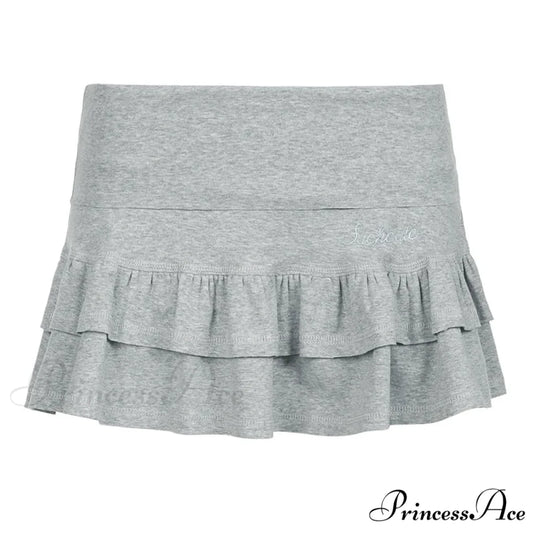 Ruffle Tiered Stylish Micro Mini Skirt GRAY / M
