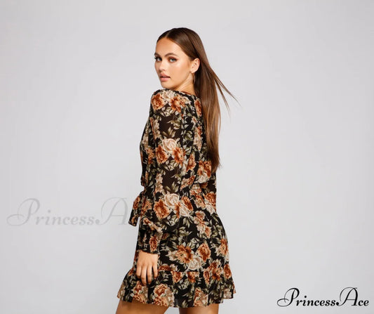 Ruffled Romance Stylish Floral Skater Dress