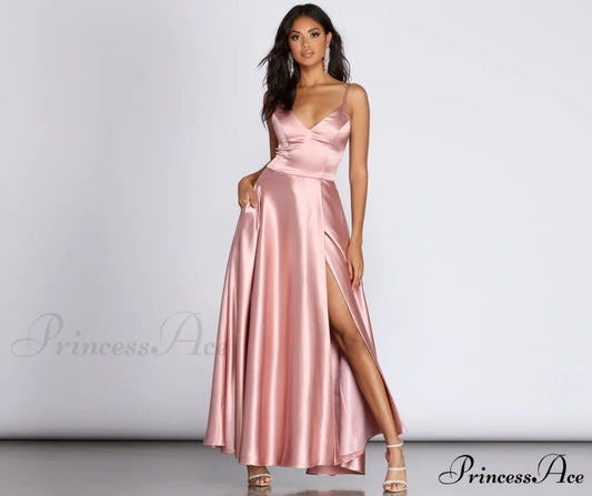 Ryder Satin Stylish A-Line Gown ROSE / 3