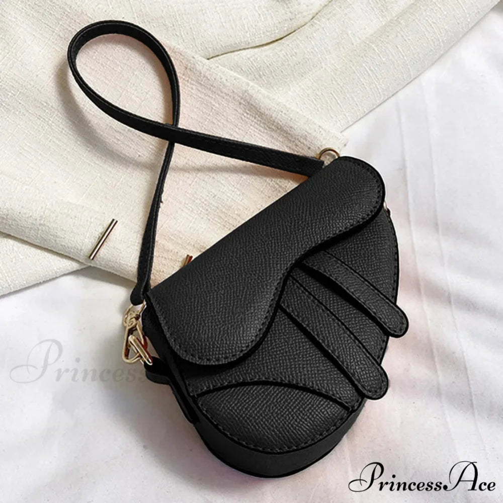 Saddle Courier Leather Crossbody Shoulder Purse Black handbag-250126