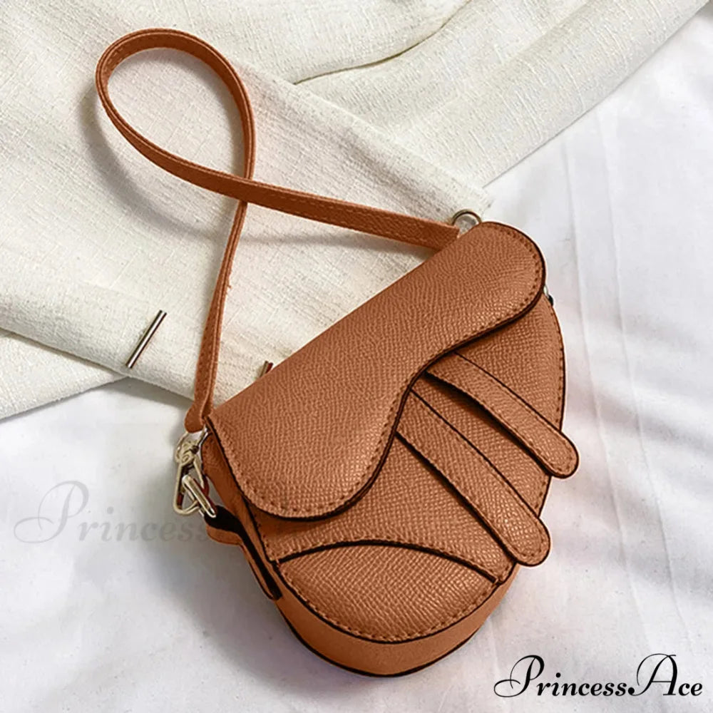 Saddle Courier Leather Crossbody Shoulder Purse Dark Brown handbag-250126