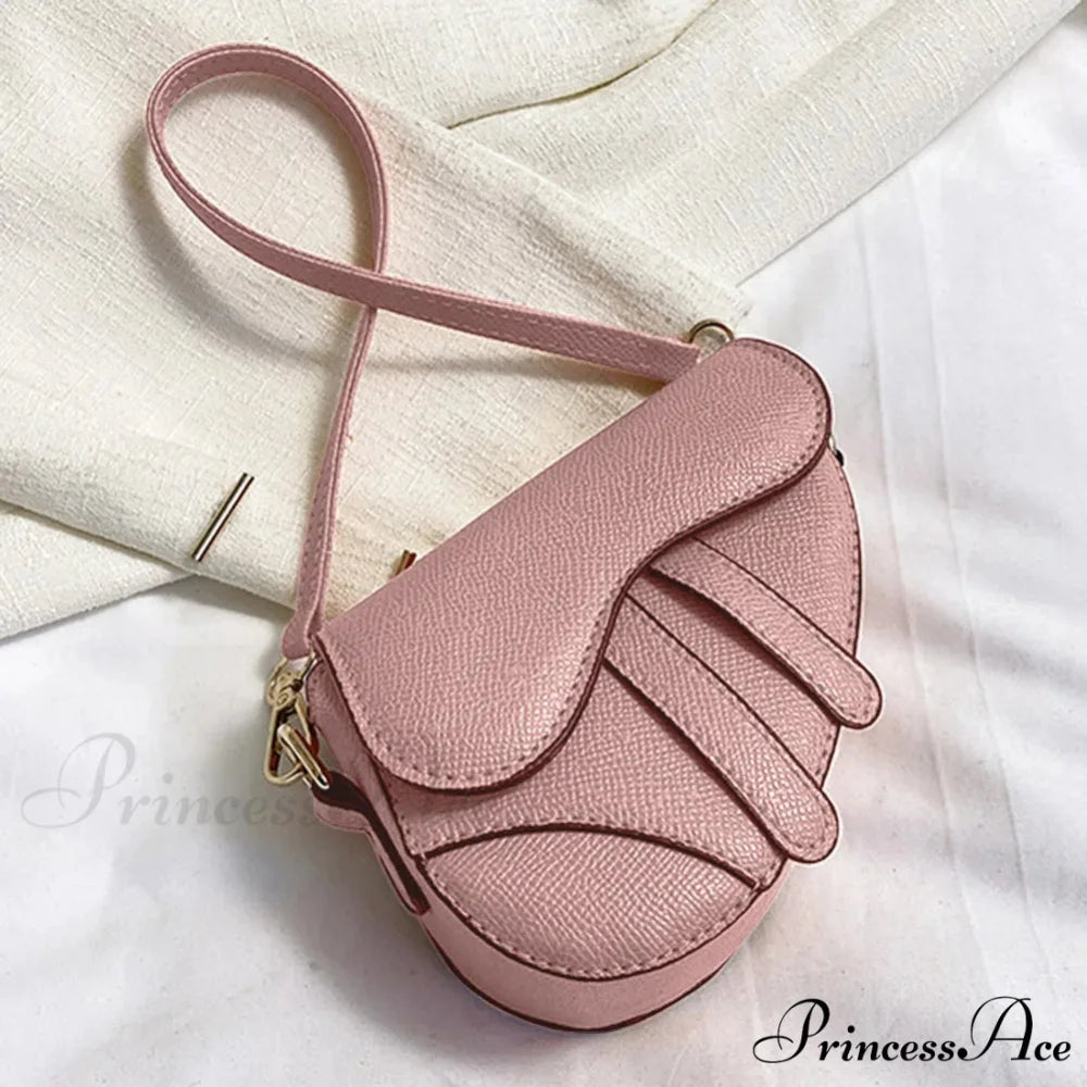 Saddle Courier Leather Crossbody Shoulder Purse Pink handbag-250126