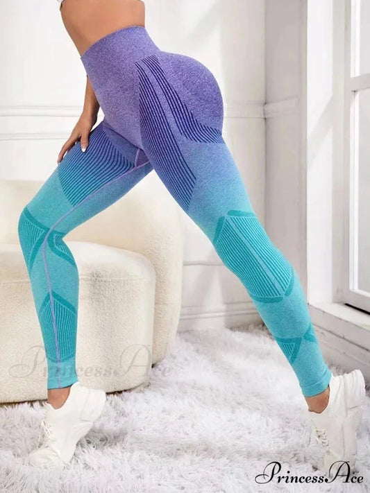 Seamless Fitness Push-Up Yoga Gym Sport Legging Purple / S