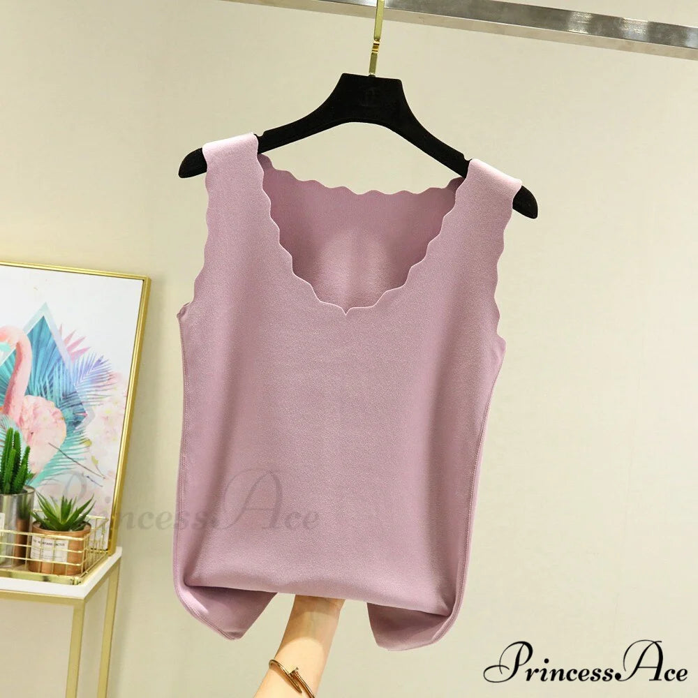 Seamless Thermal Underwear Tops Pink / L