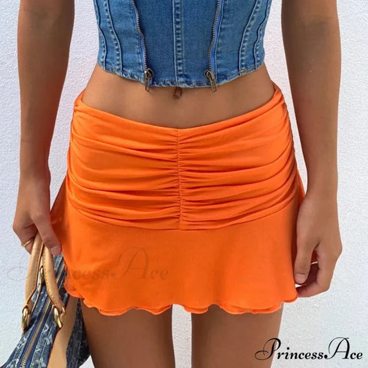 Seaside Folded High Waist Skirt Orange skirt / S skirts-250223