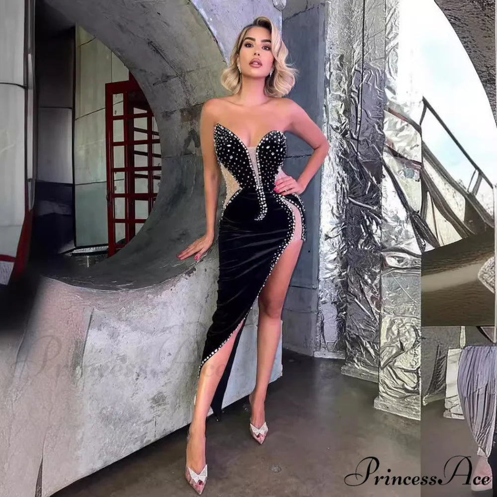 Seductive Bandeau Embellished Bodycon Dress Celebration Prom Dress promdress-250223
