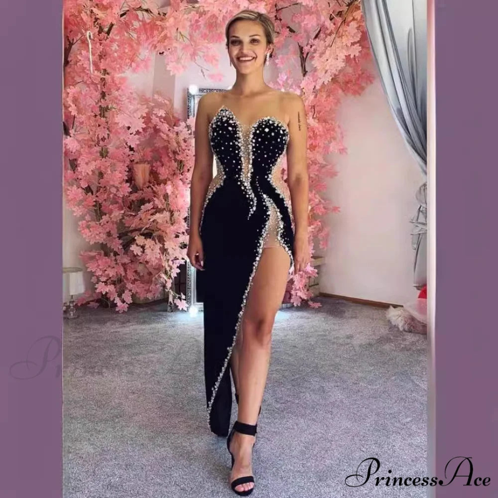 Seductive Bandeau Embellished Bodycon Dress Celebration Prom Dress red / XS promdress-250223