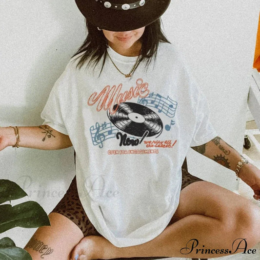 Seventies Vinyl Record Vintage T-shirt WHITE / S t-shirt-250223