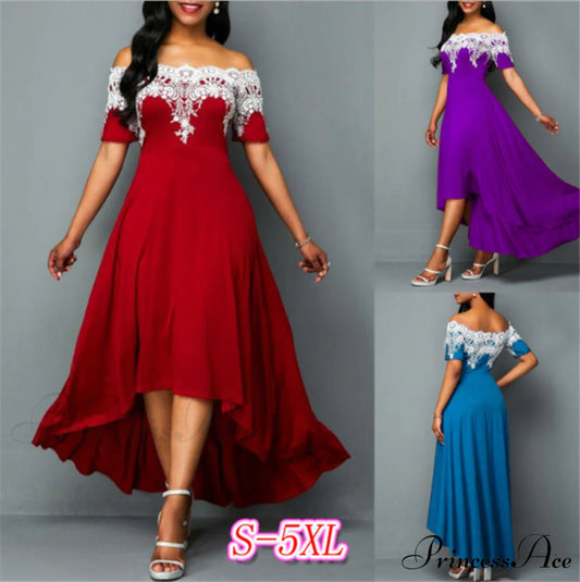 Sexy 5XL Lace One-Shoulder Elegant Gown Irregular Party - Backless Dress