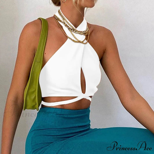 Sexy Hollow Backless White Black Tank Top