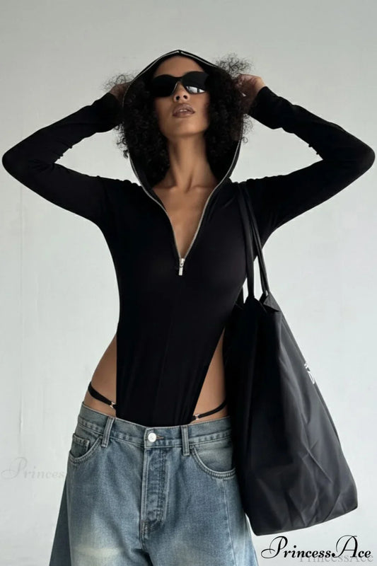 Sexy Long Sleeve Zip-Up Slim Fit Hoodie