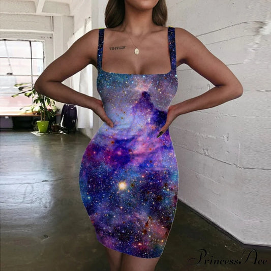 Sexy Money Print Ladies Dresses Dark Purple / S