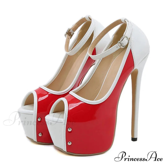 Sexy Peep-Toe Party Club Strip Pole-Dance Ultra-High Heels Platform Stiletto Wedding Banquet High Heel Red / 35
