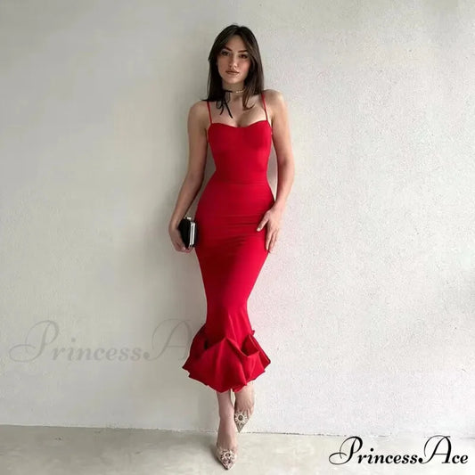 Sexy Slanted One Shoulder Modern Slim Chain Floral Maxi Dress Red / L