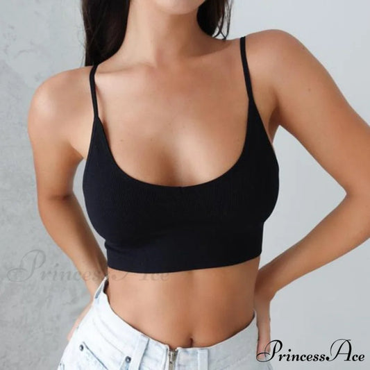 Sexy Solid Color Cami Tank Top Black / M