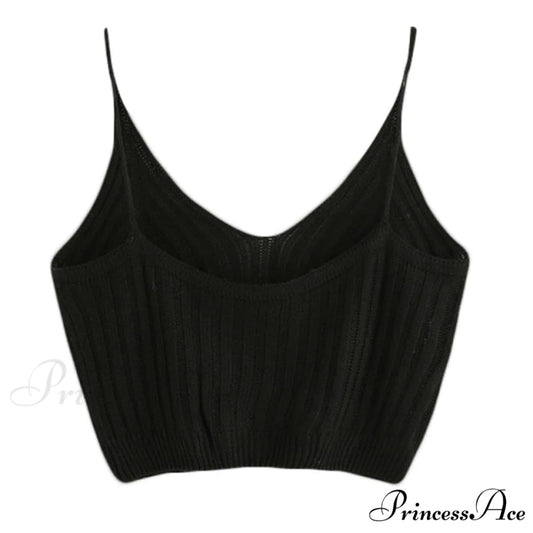Sexy Strappy Sleeveless Racerback Crop Top black / One Size