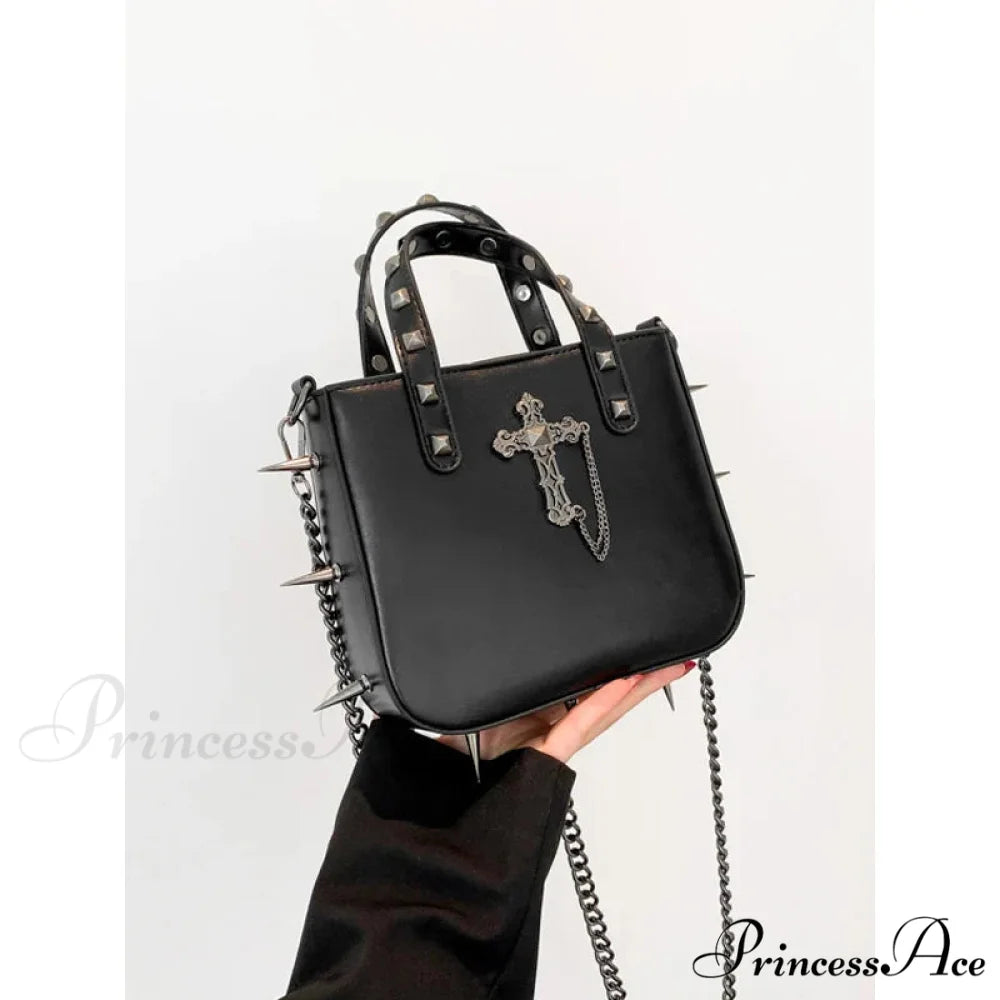 Sharp Rivets Gothic Goth Dark Metal Punk Cute Harajuku Bag Black