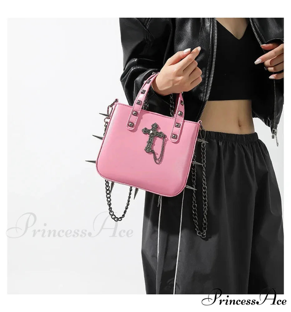 Sharp Rivets Gothic Goth Dark Metal Punk Cute Harajuku Bag Pink