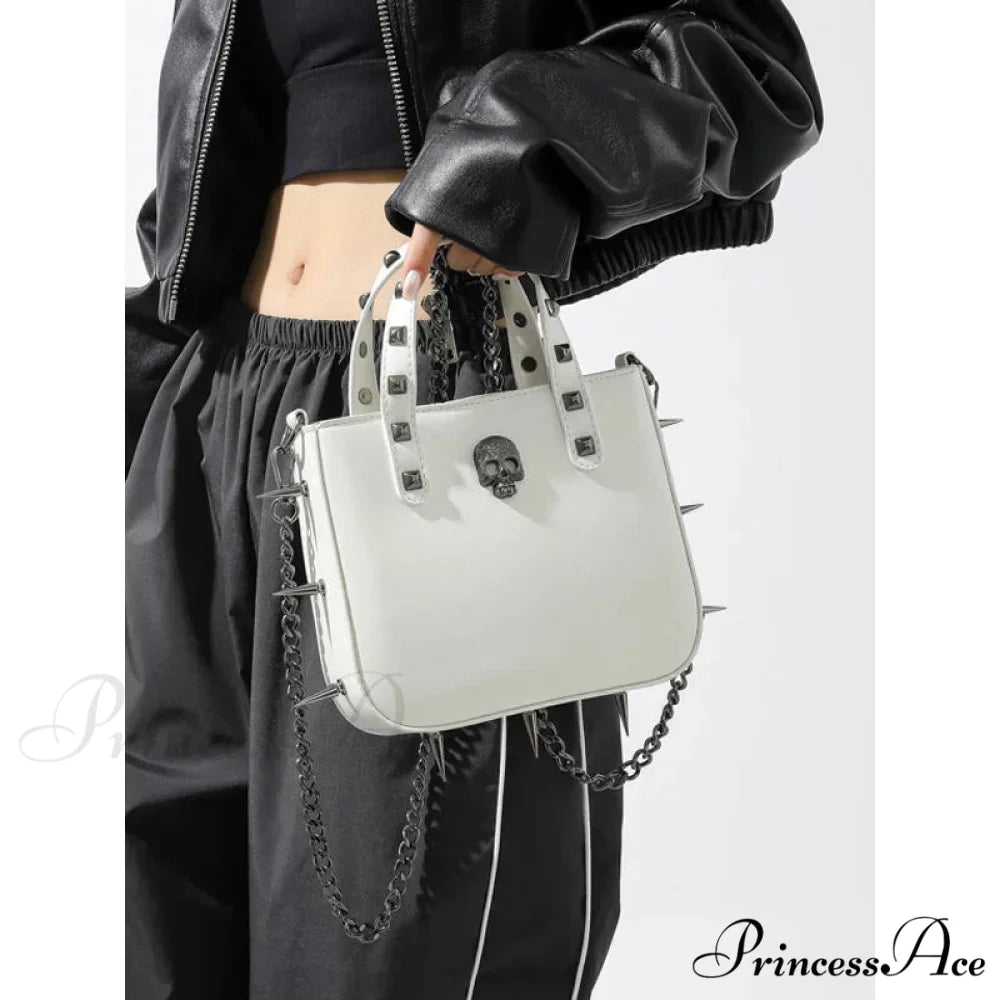Sharp Rivets Gothic Goth Dark Metal Punk Cute Harajuku Bag WHITE