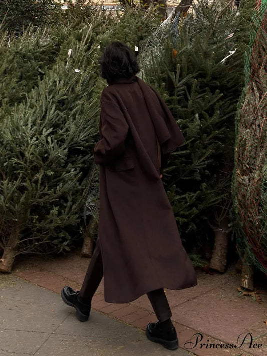 Shawl Neck Wool Wrap Coat overcoats-241228