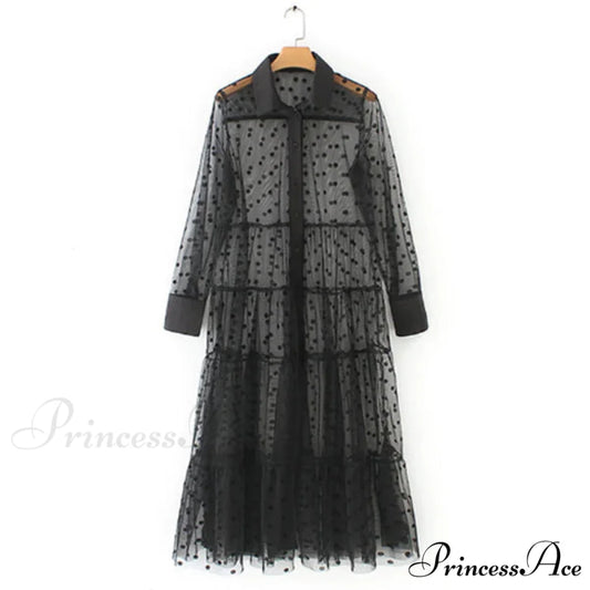 Sheer Lace Cover Up with Polka Dot Pattern for Summer S / White