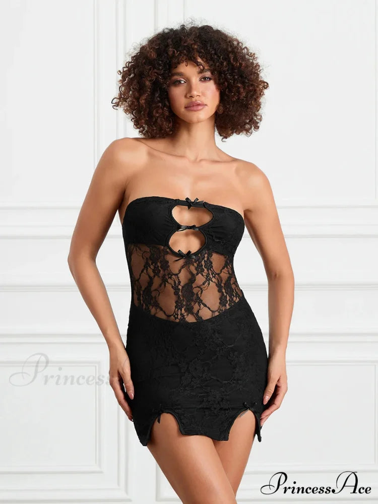 Sheer Lace Short Dress minidress-250223